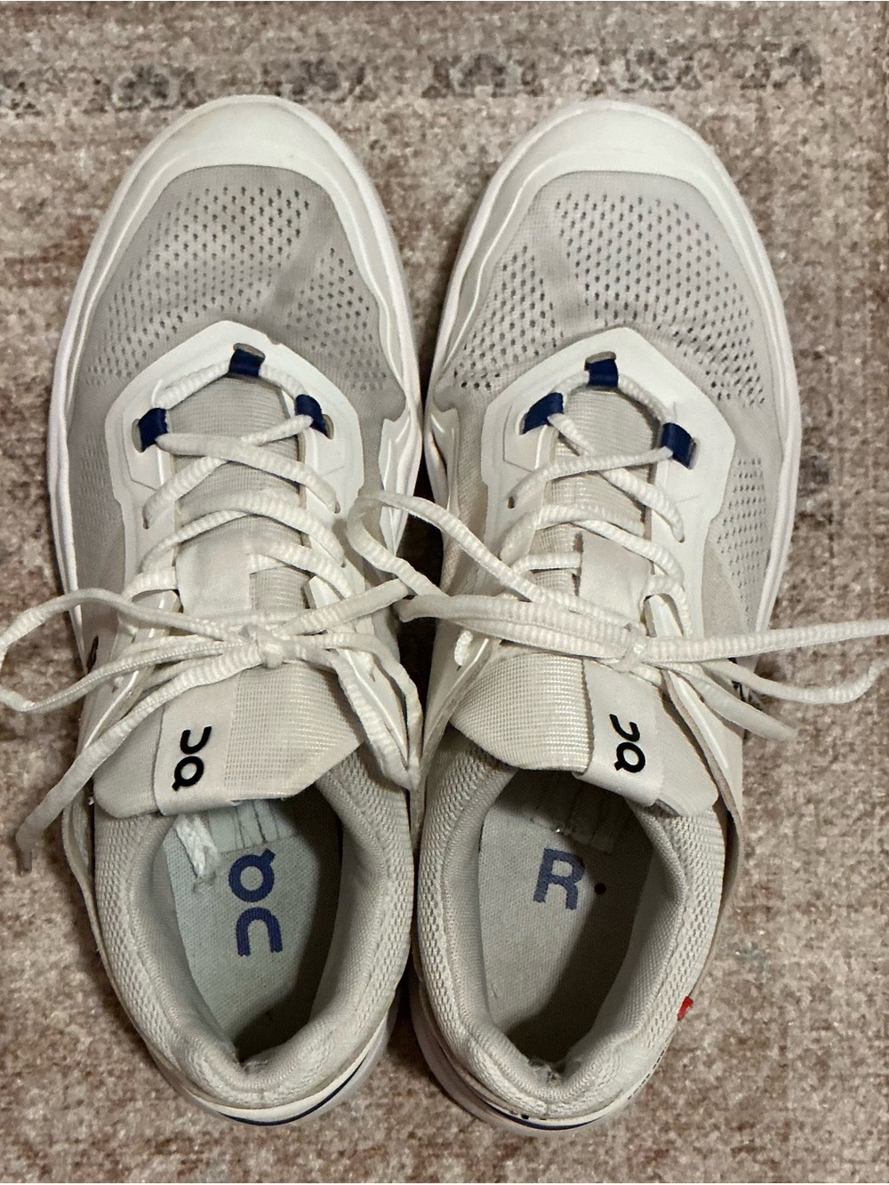 On Running Men’s Sneakers - “The Roger” White with Navy Accents